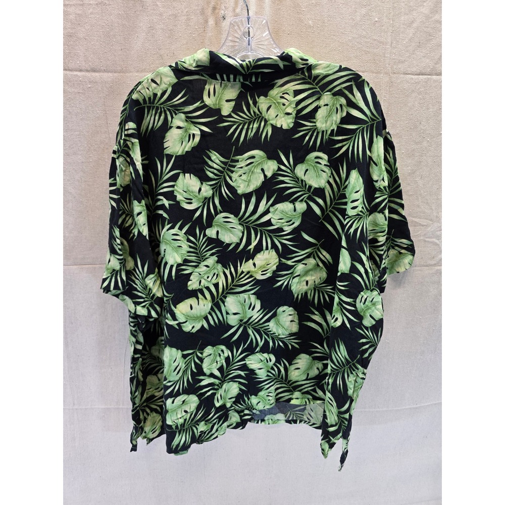 Sag Harbor Woman Vintage 90s Tropical Palm Leaf Print Rayon Shirt Green 3X - Picture 4 of 7